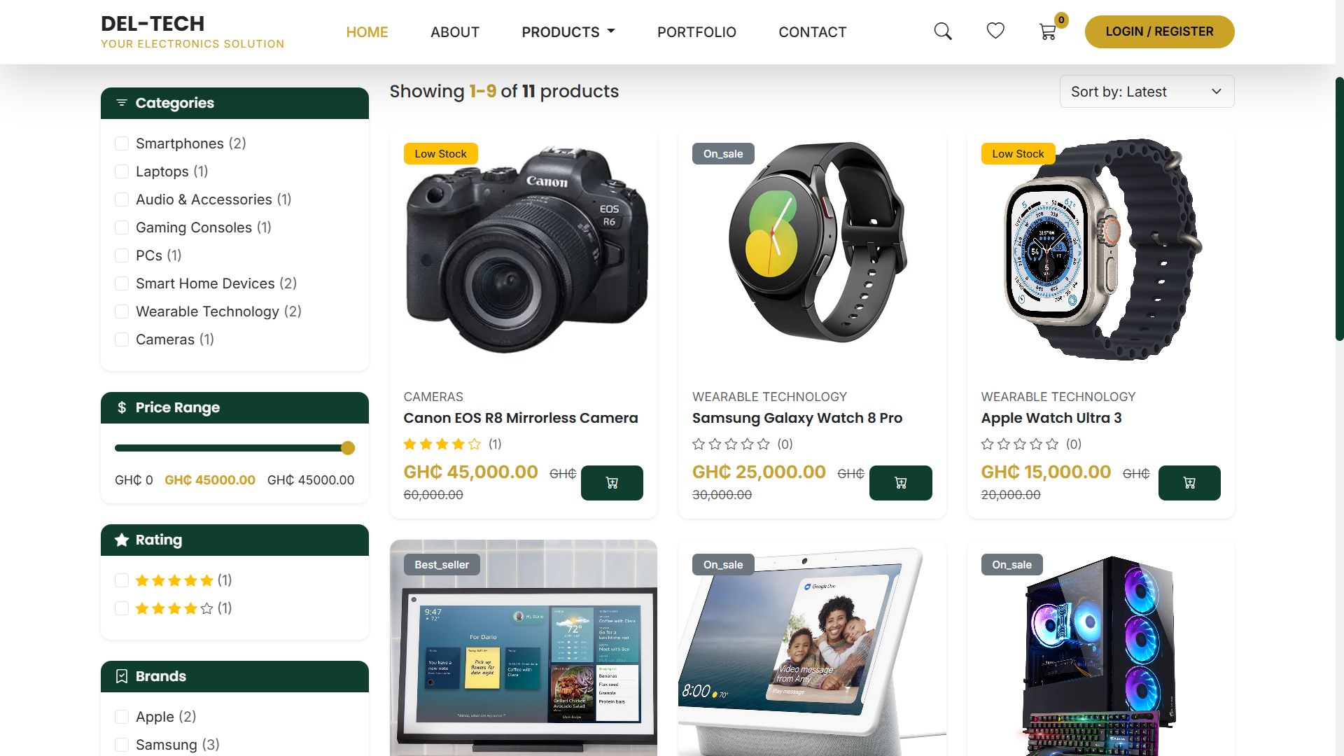 Ecommerce website for Electronics - Website and software project by Delyt Technologies Ghana